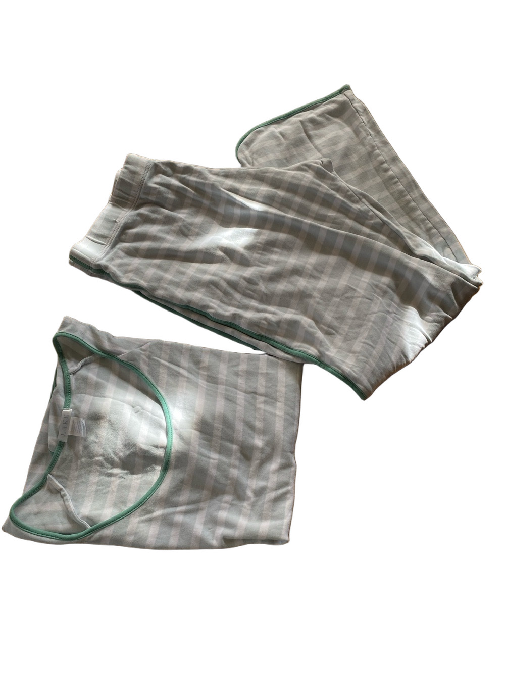 Lake Women’s Light green & White Striped Pajama Set with Mint Trim